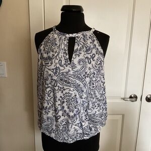Harper White & Navy Paisley Halter Tank